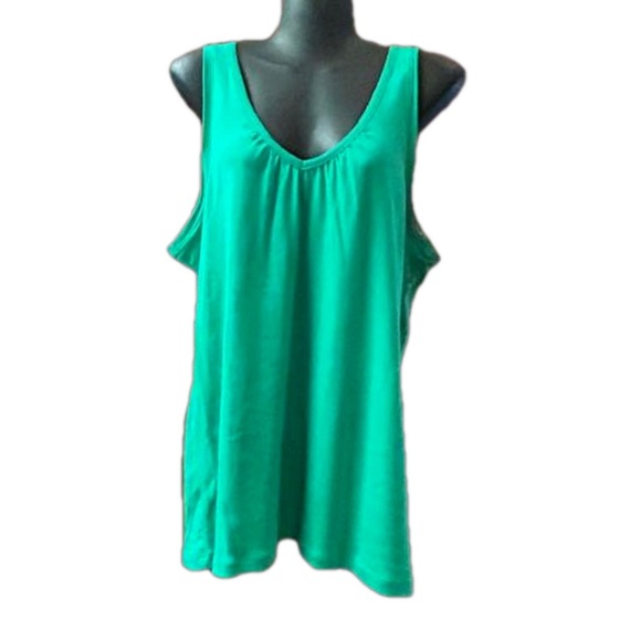 NWOT XL Merona green scoop v-neck loose relaxed fit ribbed knit tank top - Picture 2 of 13